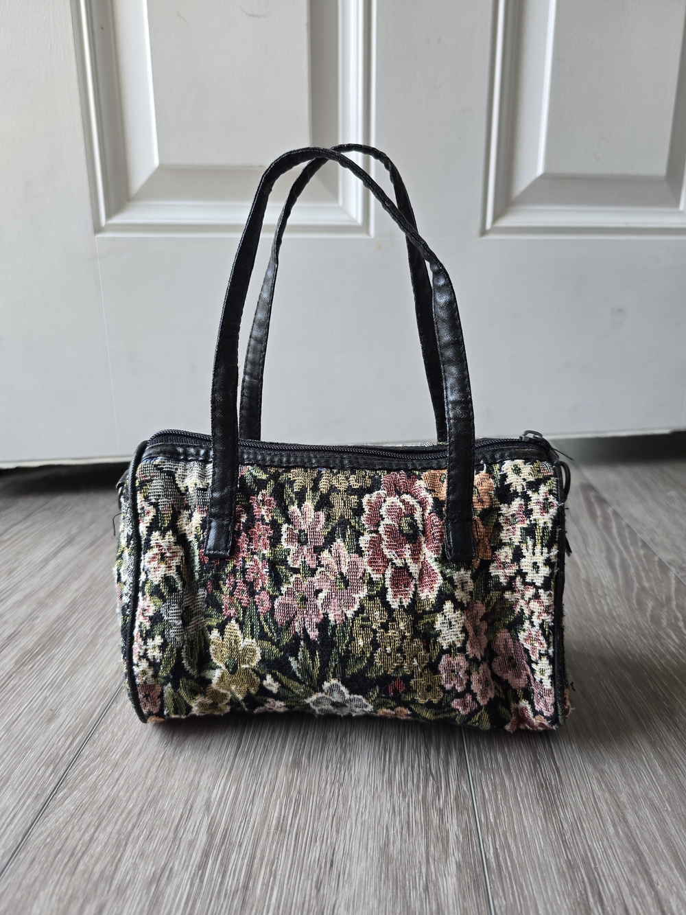 Holiday Fair Vintage Floral Tapestry Mini Carpet Bag Barrel Satchel Cottagecore